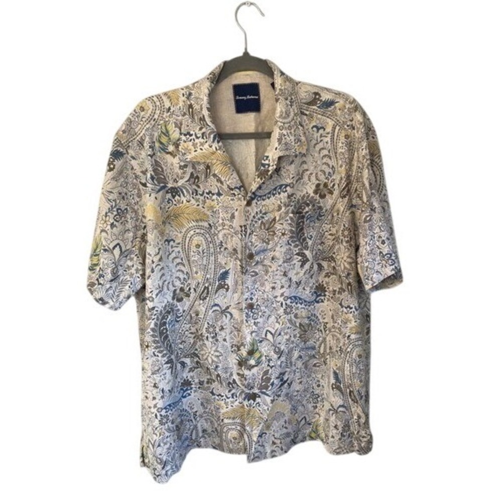 Tommy Bahama Mens XL Tropical Paisley‎ Short Sleeve Button Up Shirt Cotton
